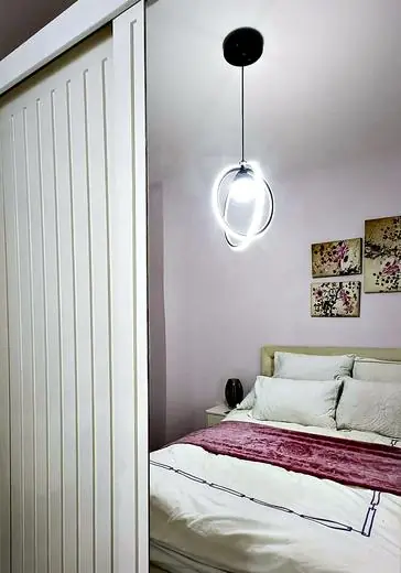 Bedroom with pendant light