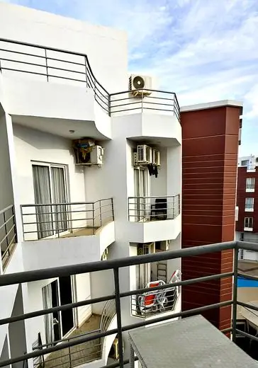 Complex facades from the living-room balcony