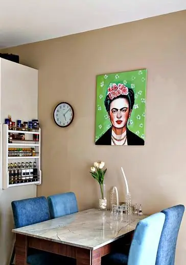 Dining area with wall art
