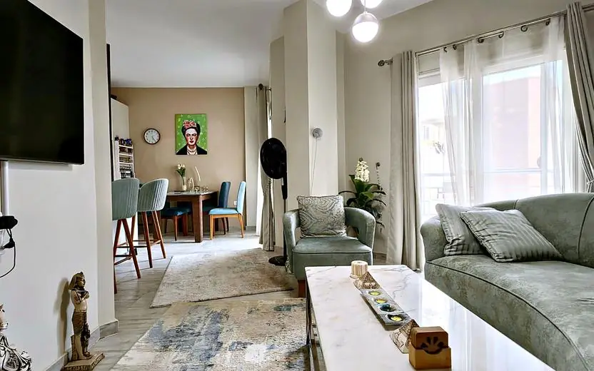 Living room, wide view